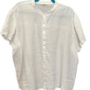 🧋Eileen Fisher Organic Handkerchief Linen Band Collar Shirt
